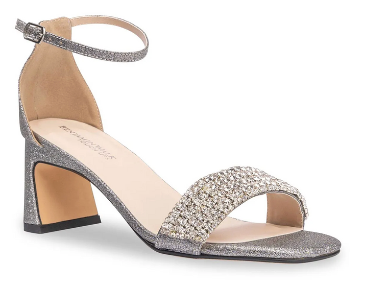 Touch Ups Jade Pewter Lamy Stable Heel Sandals with Jewels, Size 7