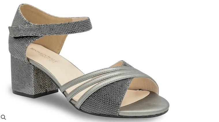 Touch Ups Foster Pewter Metallic Low Block Heel Sandals, Size - 5.5