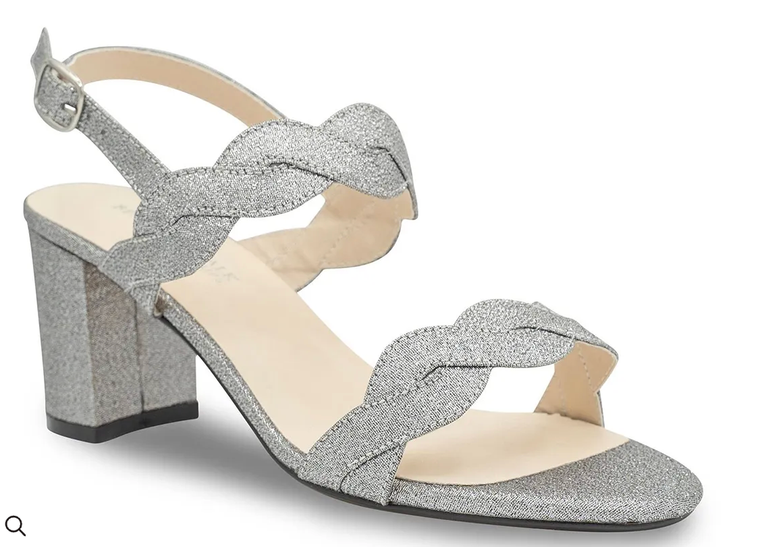 Touch Ups Simone Pewter Glitter Block Heel Sandals, Pewter, Size - 7M