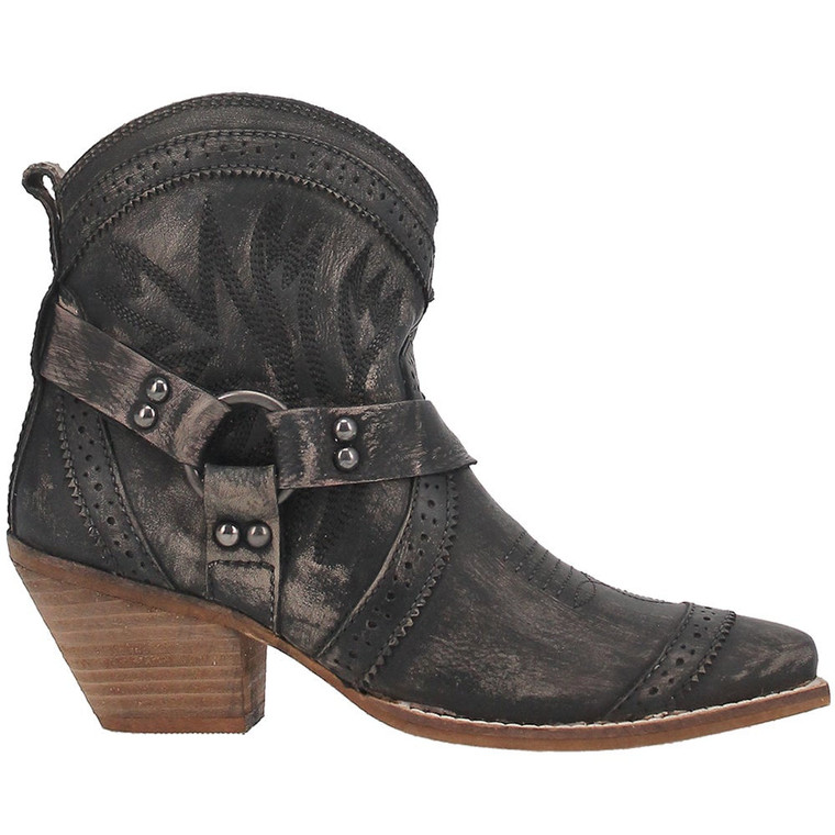 Dingo Womens Gummy Bear Snip Toe Boots Ankle Mid Heel 2-3",  Black, 8.5M