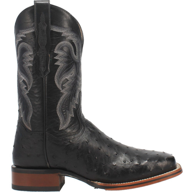 Dan Post Boots Mens Alamosa Ostrich Square Toe Dress Boots Mid Calf, Black, Size 12D