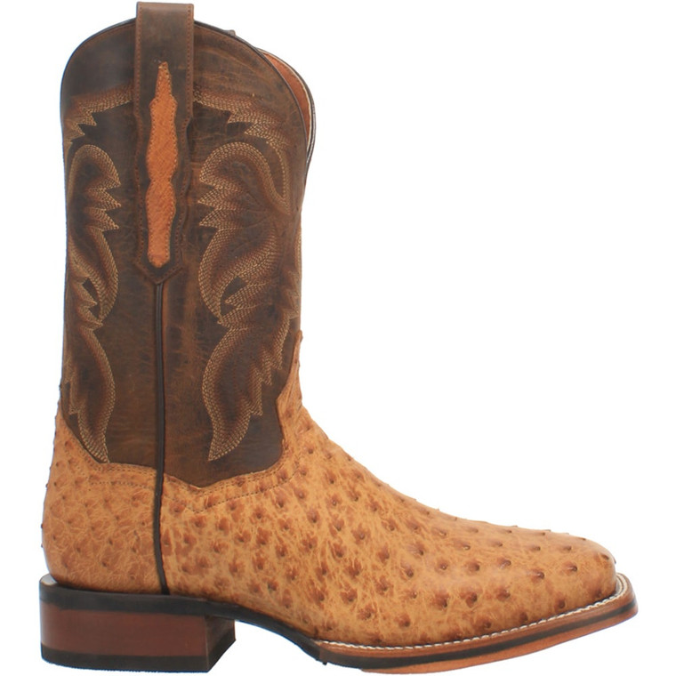Dan Post Boots Mens Kershaw Ostrich Square Toe Boots Mid Calf, Saddle, Size 9.5EW