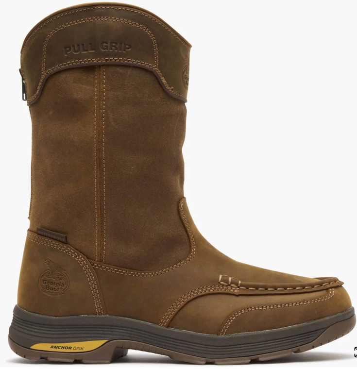 Georgia Boot Athens SuperLyte Waterproof Wellington Pull-On Boot, Brown, Size 12W