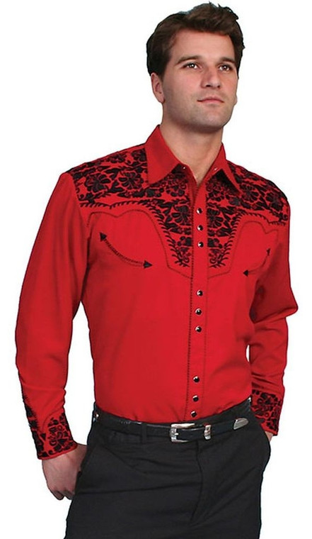 Scully P-634-RED-L Mens Western Shirt - Red, Large