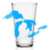 16 ounce classic pint glass with a printed Great Lakes water wrap  graphic all around.