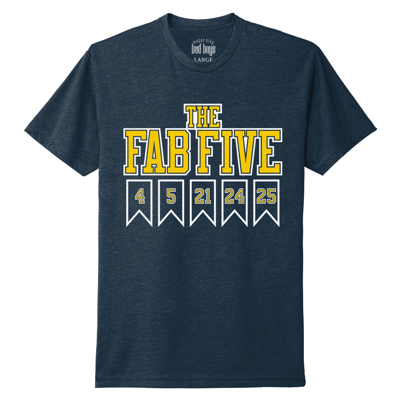THE FAB 5 Tシャツ Motor City Bad Boys Midnight Navy The Fab Five Banners T-Shirt