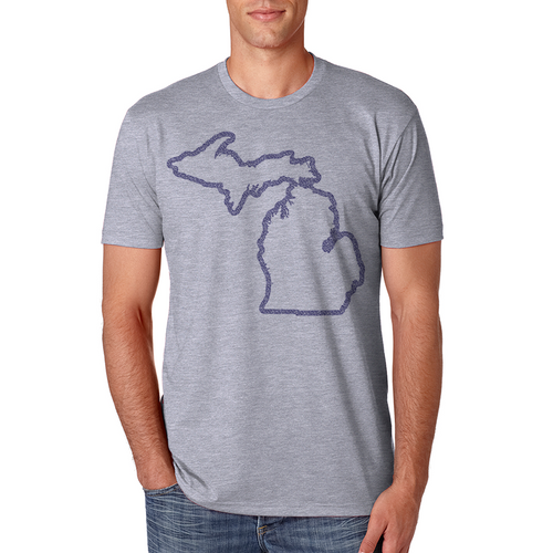 MI Culture Heather Gray Michigan Crosshatch Tee