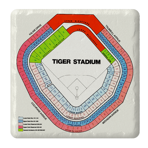 Tiger Stadium Seat Map Stone Tile Coaster