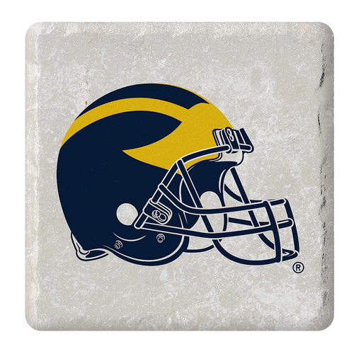 Michigan Wolverines Helmet Stone Tile Coaster