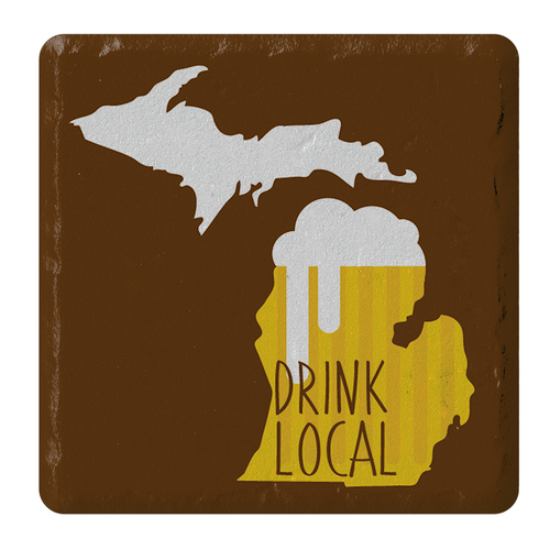 Drink Local Beer Stone Tile Coaster
