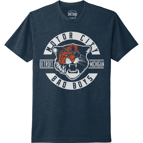 Motor City Bad Boys Tiger MI Culture T-Shirt - Navy