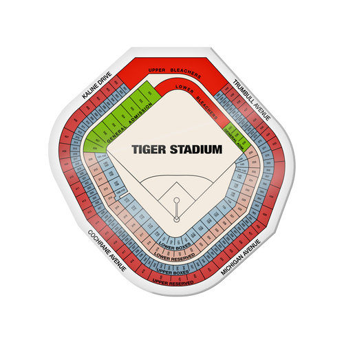 Motor City Bad Boys Tiger Stadium Seat Map Acrylic Magnet
