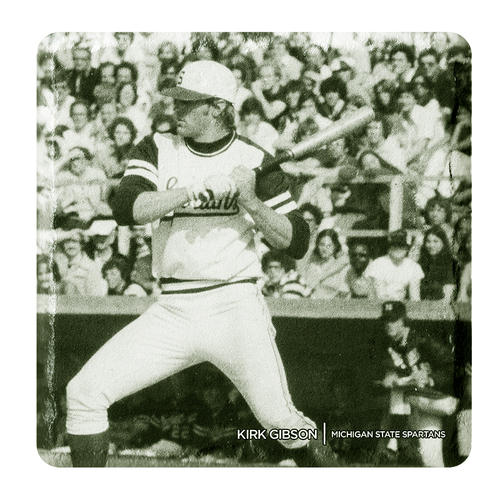 Kirk Gibson Black & White MSU Baseball Stone Tile Coaster