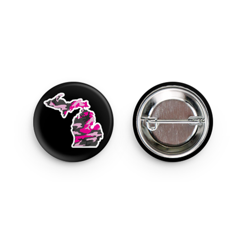 MI Culture Pink Camo Michigan Button