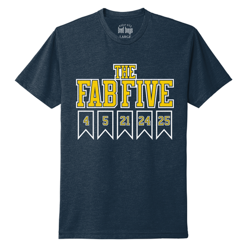 THE FAB 5 Tシャツ Motor City Bad Boys Midnight Navy The Fab Five Banners T-Shirt