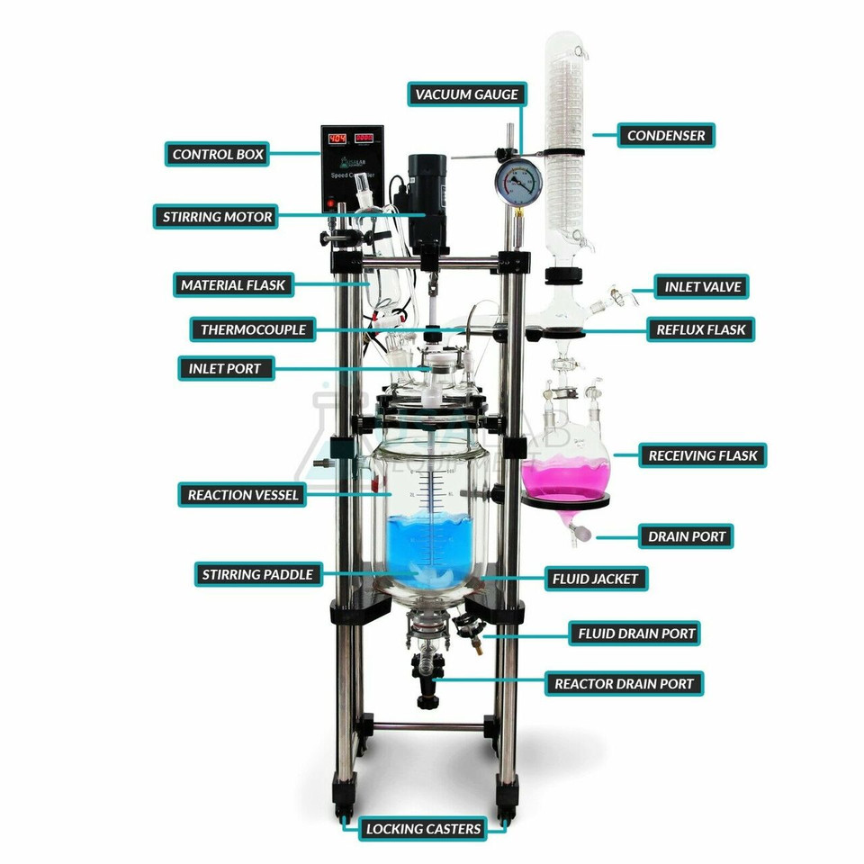 USA Lab 10L Single Jacketed Glass Reactor