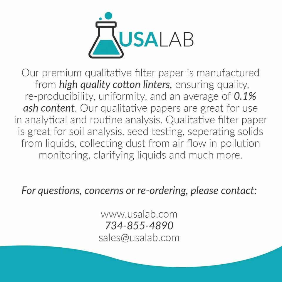 USA Lab Qualitative Filter Paper - Medium 11um Micron - Various Sizes