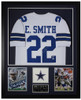 Emmitt Smith Autographed & Framed White Cowboys Jersey Auto Beckett COA D2-V