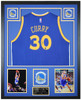 Steph Curry Autographed and Framed Blue Warriors Jersey Auto Beckett COA