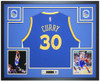 Steph Curry Autographed and Framed Blue Warriors Jersey Auto Beckett Cert