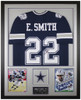 Emmitt Smith Autographedand Framed Blue Dallas Cowboys Jersey Auto Beckett Cert