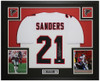 Deion Sanders Autographed and Framed White Atlanta Jersey Auto Beckett COA