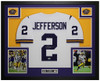 Justin Jefferson Autographed and Framed White LSU Jersey Auto Beckett COA