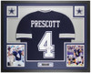Dak Prescott Autographed and Framed Blue Dallas Cowboys Jersey Auto Beckett COA