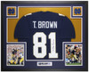 Tim Brown Autographed & Framed Blue Notre Dame Jersey Auto JSA COA