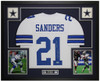 Deion Sanders Autographed and Framed White Dallas Jersey Auto Beckett COA