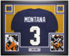 Joe Montana Autographed & Framed Blue Notre Dame Jersey Auto JSA COA