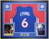 Julius Erving Autographed and Framed Blue Philadelphia Jersey Auto JSA Cert