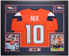 Bo Nix Autographed & Framed Orange Denver Jersey Auto Beckett Certified