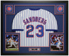 Ryne Sandberg Autographed & Framed White Chicago Jersey Auto JSA Certified