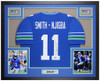 Jaxon Smith Njigba Autographed & Framed Blue Seattle Jersey Auto Beckett Certified