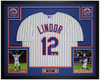 Francisco Lindor Autographed & Framed White New York Jersey Auto Beckett Certified