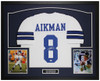 Troy Aikman Autographed & Framed White Dallas Jersey Auto JSA Certified