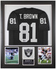 Tim Brown Autographed & Framed Brown Oakland Jersey Auto Beckett Certified
