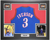 Allen Iverson Autographed & Framed Blue Philadelphia Jersey Auto Beckett Certified