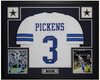 George Pickens Autographed & Framed White Dallas Jersey Auto JSA Certified