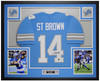 Amon-Ra St Brown Autographed & Framed Blue Detroit Jersey Auto Beckett Certified