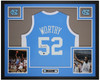 James Worthy Autographed & Framed Blue North Carolina Jersey Auto Beckett Certified