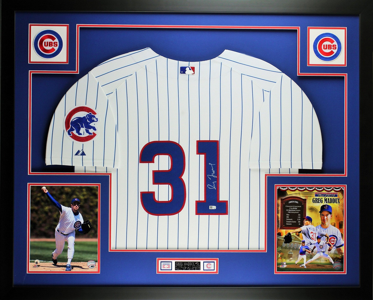 Greg Maddux Autographed and Framed White P/S/ Chicago Cubs Jersey Auto MLB  COA