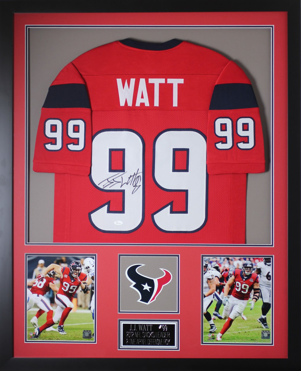 Autographed Houston Texans J.J. Watt Fanatics Authentic Framed Red Nike Limited Jersey Collage