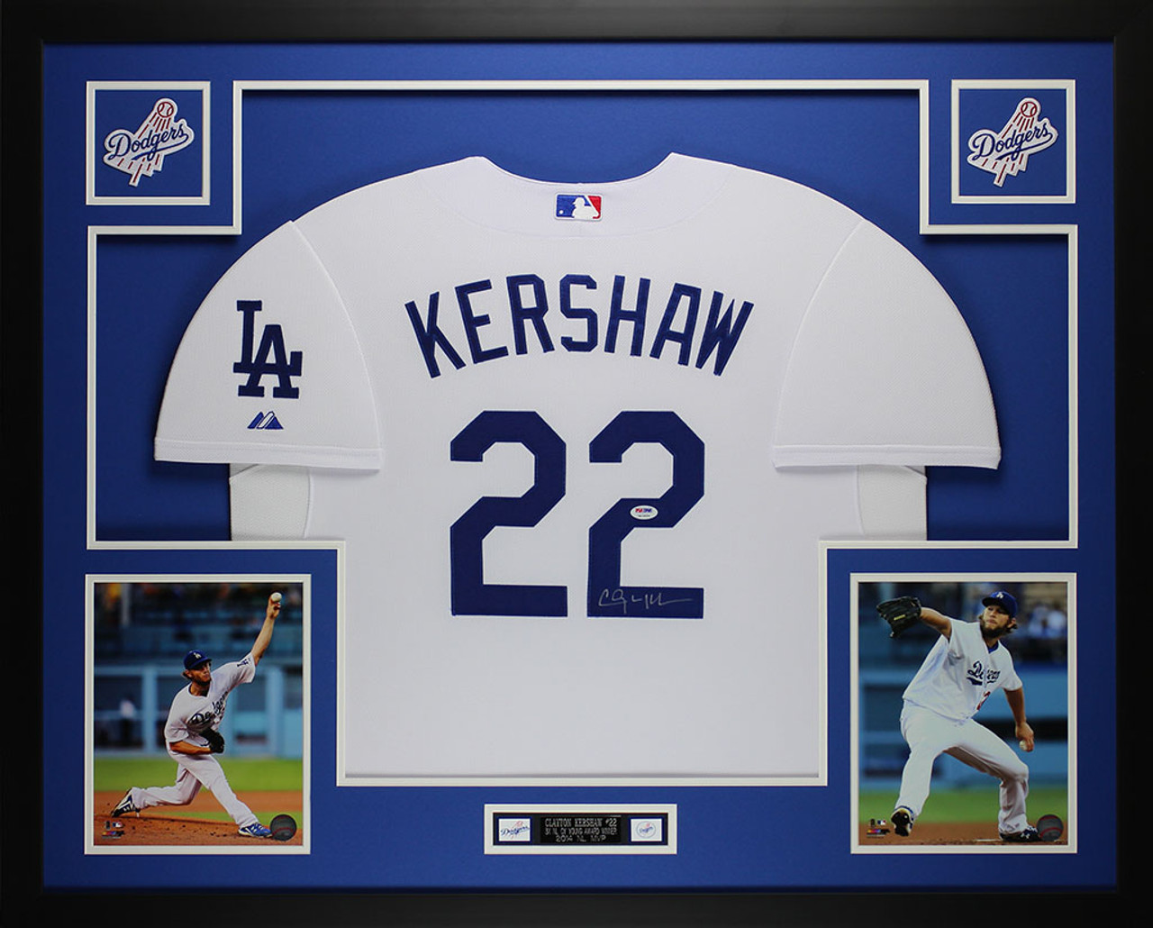 Clayton Kershaw Autographed and Framed White Dodgers Jersey