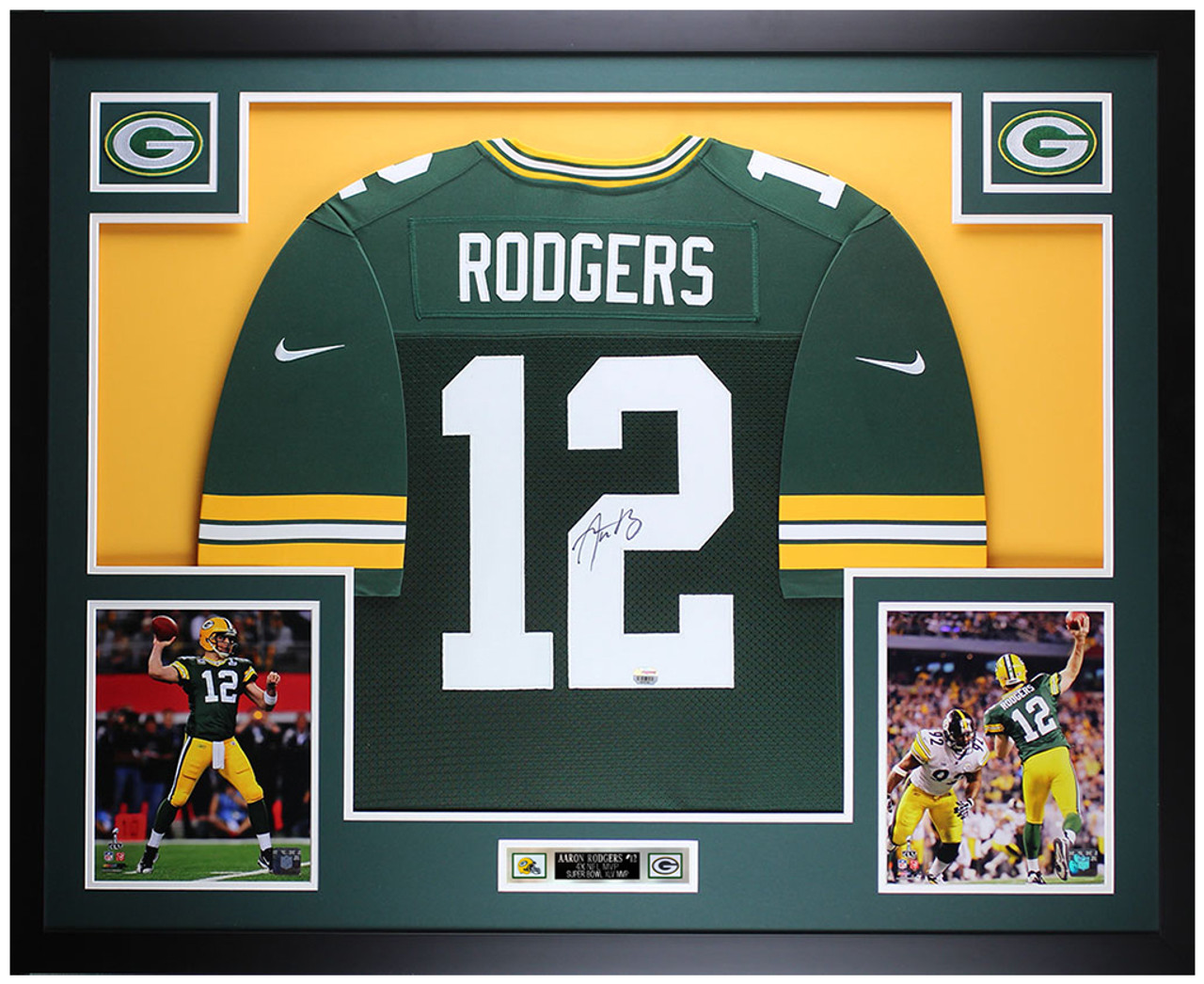 Aaron rodgers signed sales framed jersey