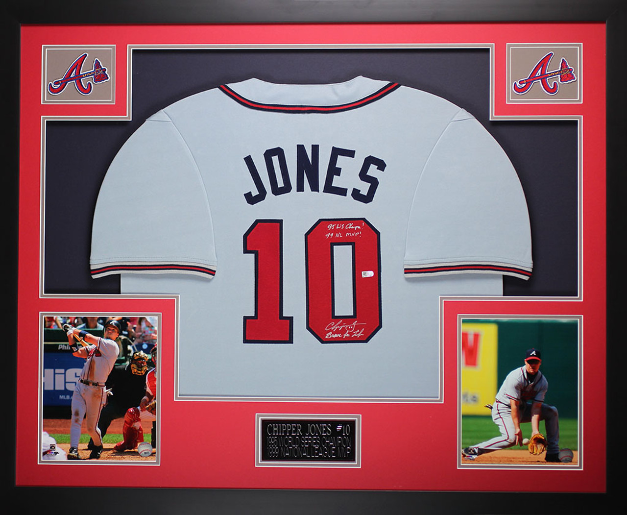 Chipper Jones Autographed and Framed Gray Braves Jersey