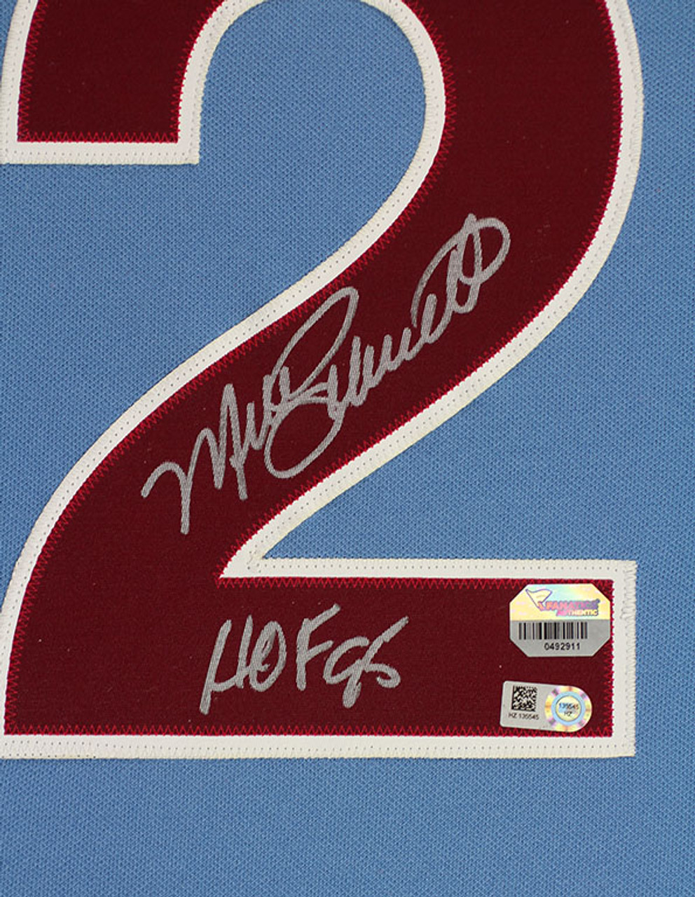 Mike Schmidt Autographed and Framed Blue Phillies Jersey