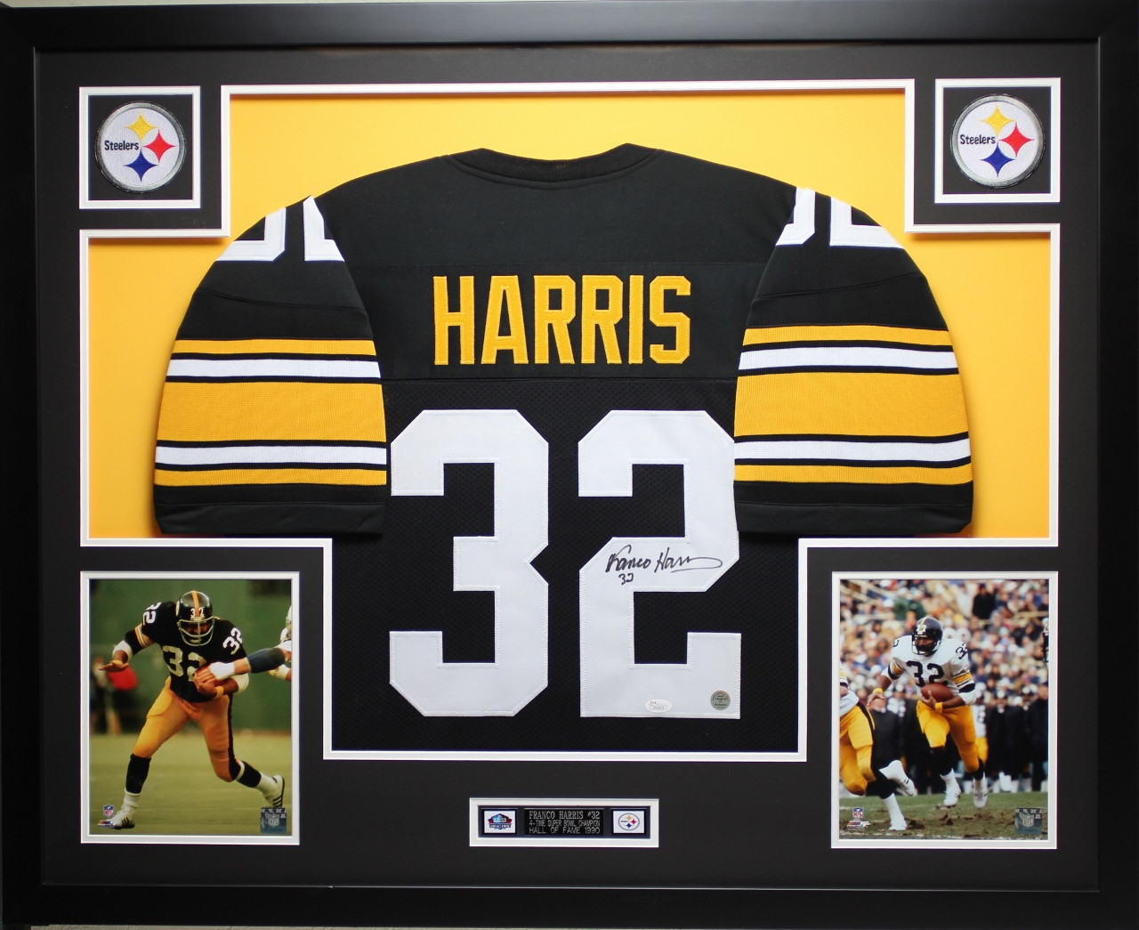 Franco Harris Autographed and Framed Black Steelers Jersey