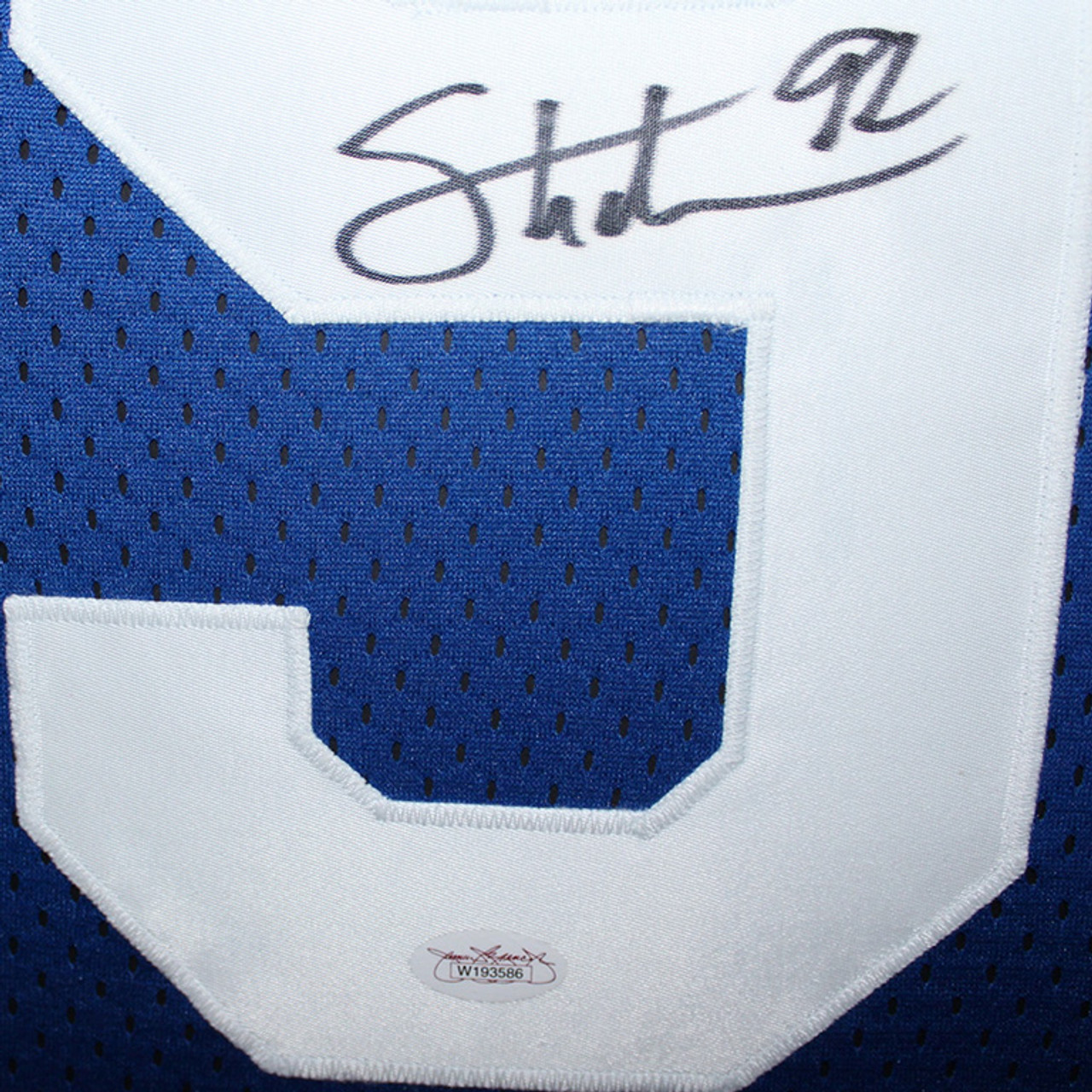 : Michael Strahan Authentic Signed Blue Pro Style Jersey